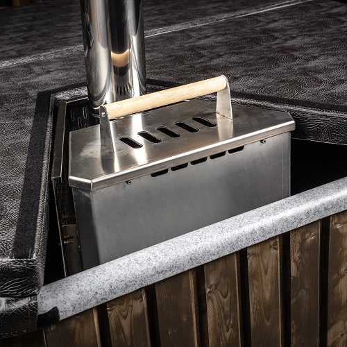 badefass - comfort - light granit - grey - holzofen mit abdeckung